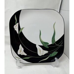 VTG Sango Quadrille Black Lilies Chop Plate 5101 Retro table top Serving Dish 11